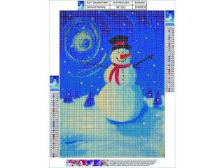Haft Diamentowy, Obraz, Mozaika Diamentowa Diamond Painting, Bałwanek 30x40cm