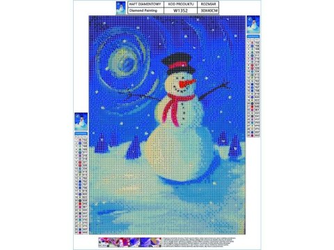 Haft Diamentowy, Obraz, Mozaika Diamentowa Diamond Painting, Bałwanek 30x40cm