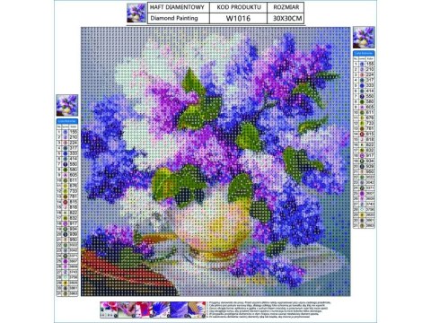 Haft Diamentowy, Obraz, Mozaika Diamentowa Diamond Painting, Bukiet Bzu 30x30cm