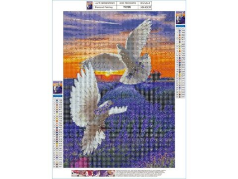 Haft Diamentowy, Obraz, Mozaika Diamentowa Diamond Painting, Dwa Gołębie 30x40cm