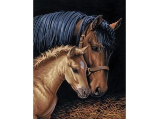 Haft Diamentowy, Obraz, Mozaika Diamentowa Diamond Painting, Koń I Źrebię 30x40cm
