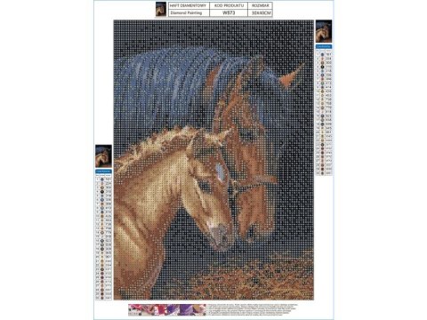 Haft Diamentowy, Obraz, Mozaika Diamentowa Diamond Painting, Koń I Źrebię 30x40cm