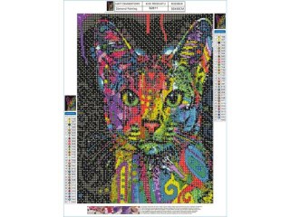 Haft Diamentowy, Obraz, Mozaika Diamentowa Diamond Painting, Kot W Kolorze 30x40cm