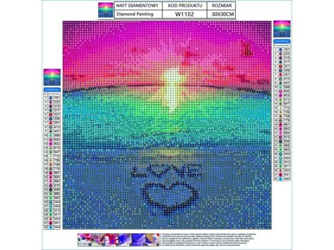 Haft Diamentowy, Obraz, Mozaika Diamentowa Diamond Painting, Love 30x30cm