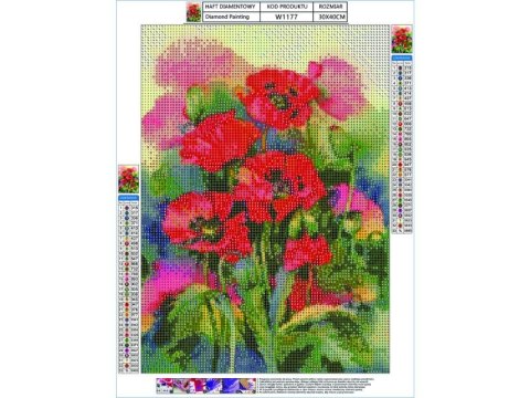 Haft Diamentowy, Obraz, Mozaika Diamentowa Diamond Painting, Maki 30x40cm