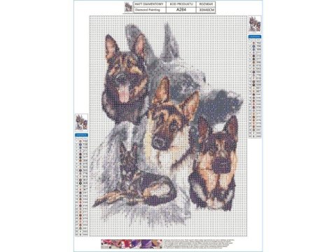 Haft Diamentowy, Obraz, Mozaika Diamentowa Diamond Painting, Owczarki Niemieckie 30x40cm