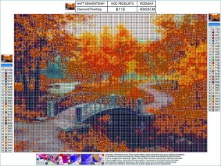 Haft Diamentowy, Obraz, Mozaika Diamentowa Diamond Painting, Park Jesienią 40x30cm