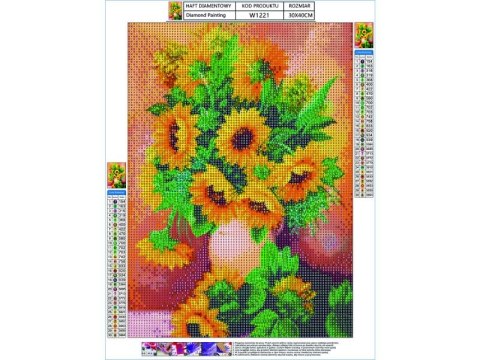 Haft Diamentowy, Obraz, Mozaika Diamentowa Diamond Painting, Słoneczniki 30x40cm