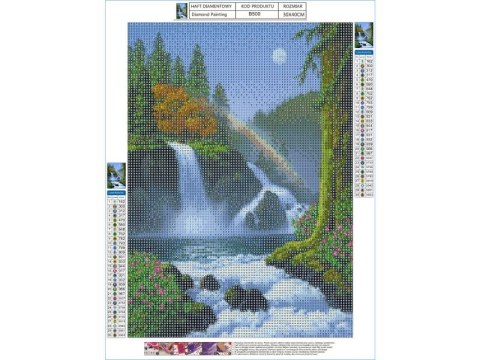 Haft Diamentowy, Obraz, Mozaika Diamentowa Diamond Painting, Wodospad Z Tęczą 30x40cm