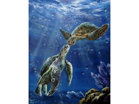 Haft Diamentowy, Obraz, Mozaika Diamentowa Diamond Painting, Żółwie Morskie 30x40cm