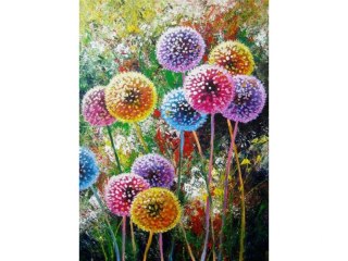 Haft Diamentowy, Obraz, Mozaika Diamentowa Diamond Painting, Kolorowe Dmuchawce 30x40cm