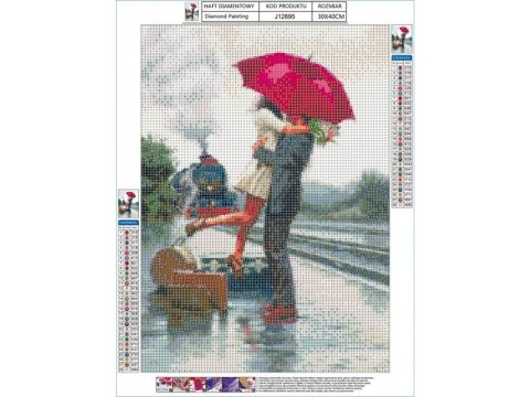 Haft Diamentowy, Obraz, Mozaika Diamentowa Diamond Painting, Pożegnanie Na Przystanku 30x40cm