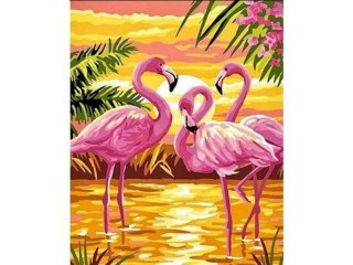 Obraz Malowanie Po Numerach Rama 40x50cm Różowe Flamingi