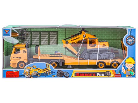 Ciężarówka, Koparka, Samochód, Laweta Do Rozkręcania, Transporter 79 Elementów Auto Do Skręcania