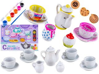 Porcelanowy Zestaw Do Malowania, Filiżanki, Imbryk, Farby + Akcesoria Diy 21 Elementów