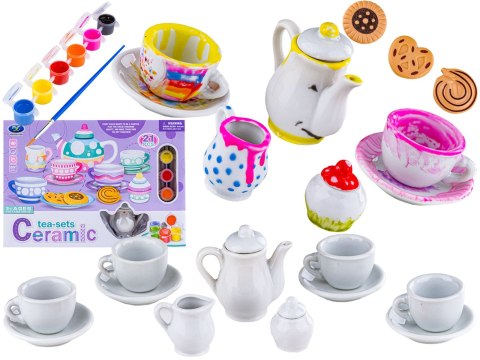Porcelanowy Zestaw Do Malowania, Filiżanki, Imbryk, Farby + Akcesoria Diy 21 Elementów