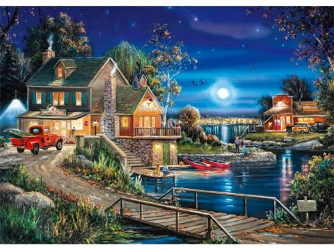 Haft Diamentowy, Obraz, Mozaika Diamentowa Diamond Painting, Gospodarstwo Nocą 40x30cm