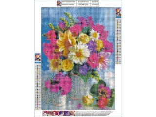 Haft Diamentowy, Obraz, Mozaika Diamentowa Diamond Painting, Kolorowy Bukiet 30x40cm