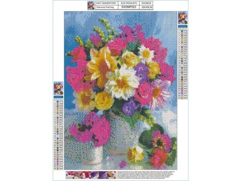 Haft Diamentowy, Obraz, Mozaika Diamentowa Diamond Painting, Kolorowy Bukiet 30x40cm