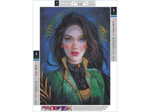 Haft Diamentowy, Obraz, Mozaika Diamentowa Diamond Painting, Niebieskooka Dziewczyna 30x40cm