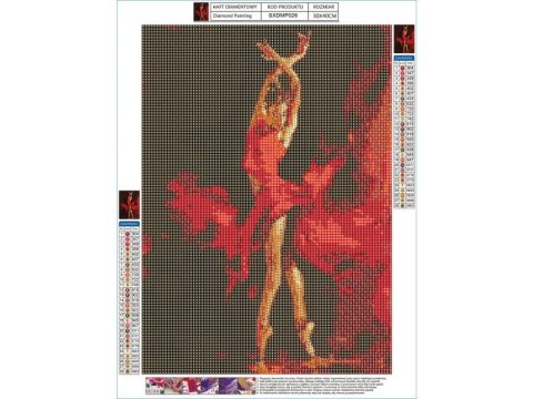 Haft Diamentowy, Obraz, Mozaika Diamentowa Diamond Painting, Ognisty Balet 30x40cm