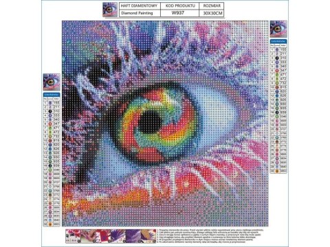 Haft Diamentowy, Obraz, Mozaika Diamentowa Diamond Painting, Oko W Kolorze 30x30cm