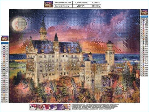 Haft Diamentowy, Obraz, Mozaika Diamentowa Diamond Painting, Piękny Zamek 40x30cm