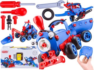 Klocki Elastyczne Konstrukcyjne, Maszyny, Pojazdy, Auto, Samochód, Samolot, Pociąg Do Rozkręcania I Skręcania 6w1 142 El.