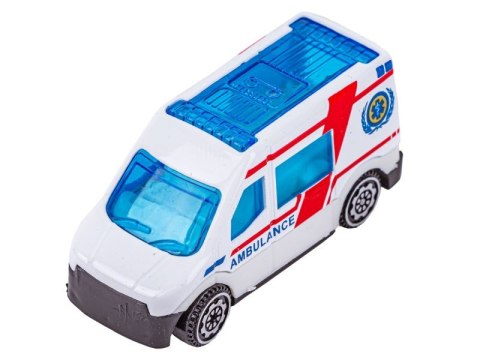 Metalowe Pojazdy Uprzywilejowane, Auta, Resoraki 6 Sztuk Zestaw 1:64 Pogotowie, Ambulans