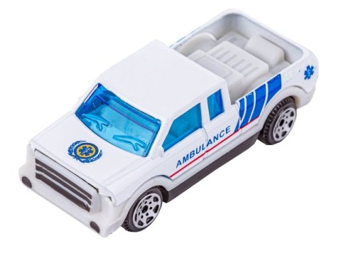 Metalowe Pojazdy Uprzywilejowane, Auta, Resoraki 6 Sztuk Zestaw 1:64 Pogotowie, Ambulans