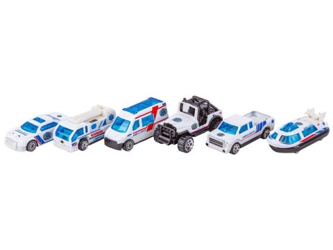 Metalowe Pojazdy Uprzywilejowane, Auta, Resoraki 6 Sztuk Zestaw 1:64 Pogotowie, Ambulans
