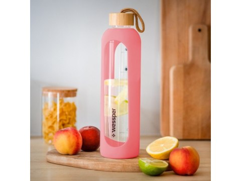 Butelka Szklana Wessper Activemax Crystalline 1000ml - Różowy
