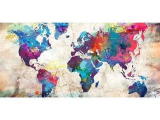 Duży Haft Diamentowy 120x60cm, Mapa, Obraz, Mozaika Diamentowa Diamond Painting, Atlas Świata W Kolorze