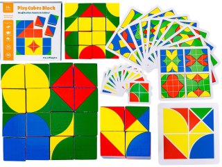 Edukacyjna Układanka Dla Dzieci, Kolorowe, Drewniane Klocki, Karty