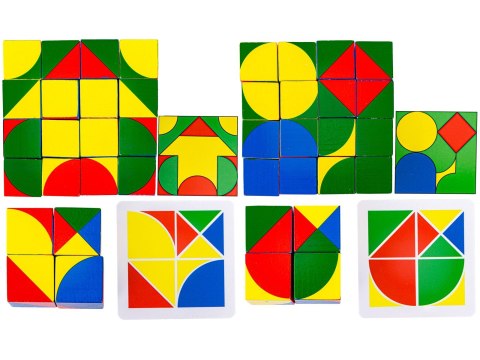 Edukacyjna Układanka Dla Dzieci, Kolorowe, Drewniane Klocki, Karty