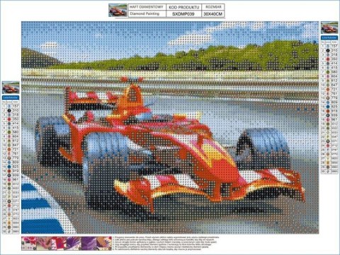 Haft Diamentowy, Obraz, Mozaika Diamentowa Diamond Painting, Auto Formuła 1 40x30cm