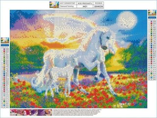 Haft Diamentowy, Obraz, Mozaika Diamentowa Diamond Painting, Dwa Jednorożce 40x30cm