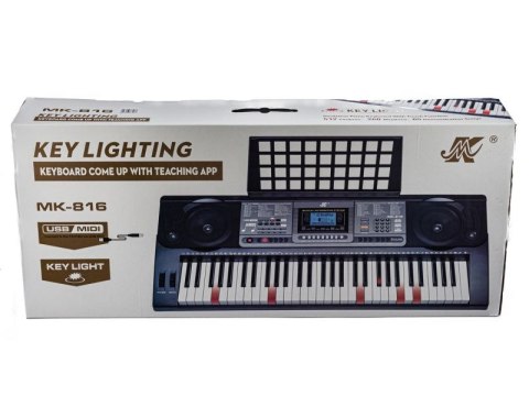 Keyboard Organy 61 Klawiszy Zasilacz Mk-816 Z Funkcją Nauki Gry Przecena 5