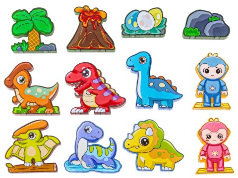Konstrukcyjne Klocki Magnetyczne Świecące Elementy Park Dinozaurów 124 El.