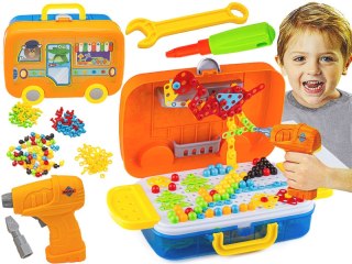 Kreatywna Mozaika W Walizce 258 El. Układanka 3d, Klocki, Wkrętarka Zestaw Konstrukcyjny Przecena 1