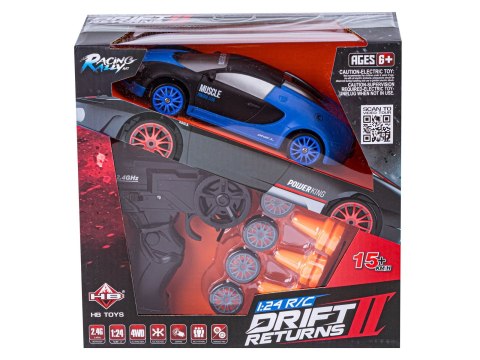 Samochód Do Driftu, Auto Rc Drift 1:24 2,4 Ghz 4wd Czarno-Niebieskie Bugatti