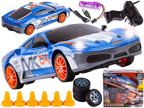 Samochód Do Driftu, Auto Rc Drift 1:24 2,4 Ghz 4wd Niebieskie Ferrari