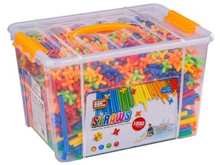 Słomki Konstrukcyjne, Klocki , Patyczki 1000 El, Kuferek, 3d