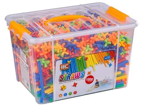 Słomki Konstrukcyjne, Klocki , Patyczki 1000 El, Kuferek, 3d
