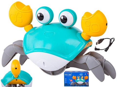 Uciekający Pełzający Krab, Interaktywna Zabawka, Świeci, Gra Melodie Robot Niebieski