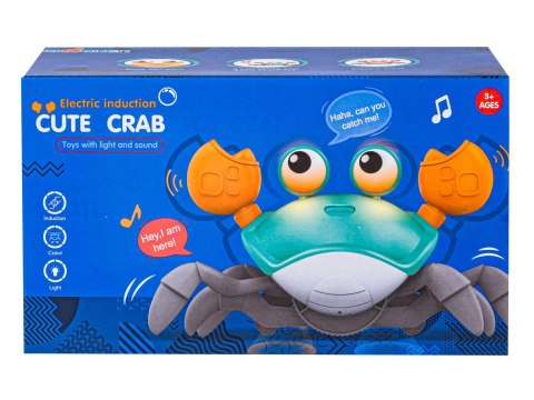 Uciekający Pełzający Krab, Interaktywna Zabawka, Świeci, Gra Melodie Robot Niebieski
