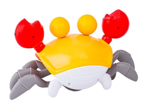Uciekający Pełzający Krab, Interaktywna Zabawka, Świeci, Gra Melodie Robot Żółty