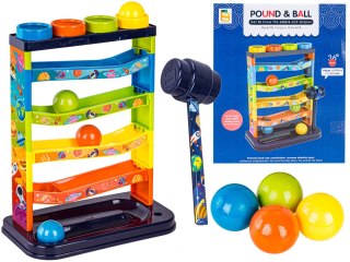 3w1 Zjeżdżalnia Z Piłeczkami, Młotek, Zbijak, Tor Kulkowy, Kulodrom, Zabawka Interaktywna Pound & Ball