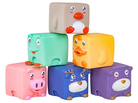 Duże Klocki Sensoryczne Zwierzęta 6 Sztuk Miękkie Edukacyjny Zestaw Klocków Dla Malucha