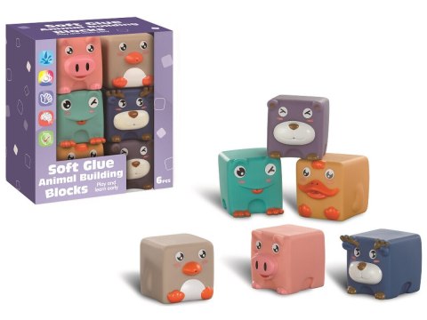 Duże Klocki Sensoryczne Zwierzęta 6 Sztuk Miękkie Edukacyjny Zestaw Klocków Dla Malucha